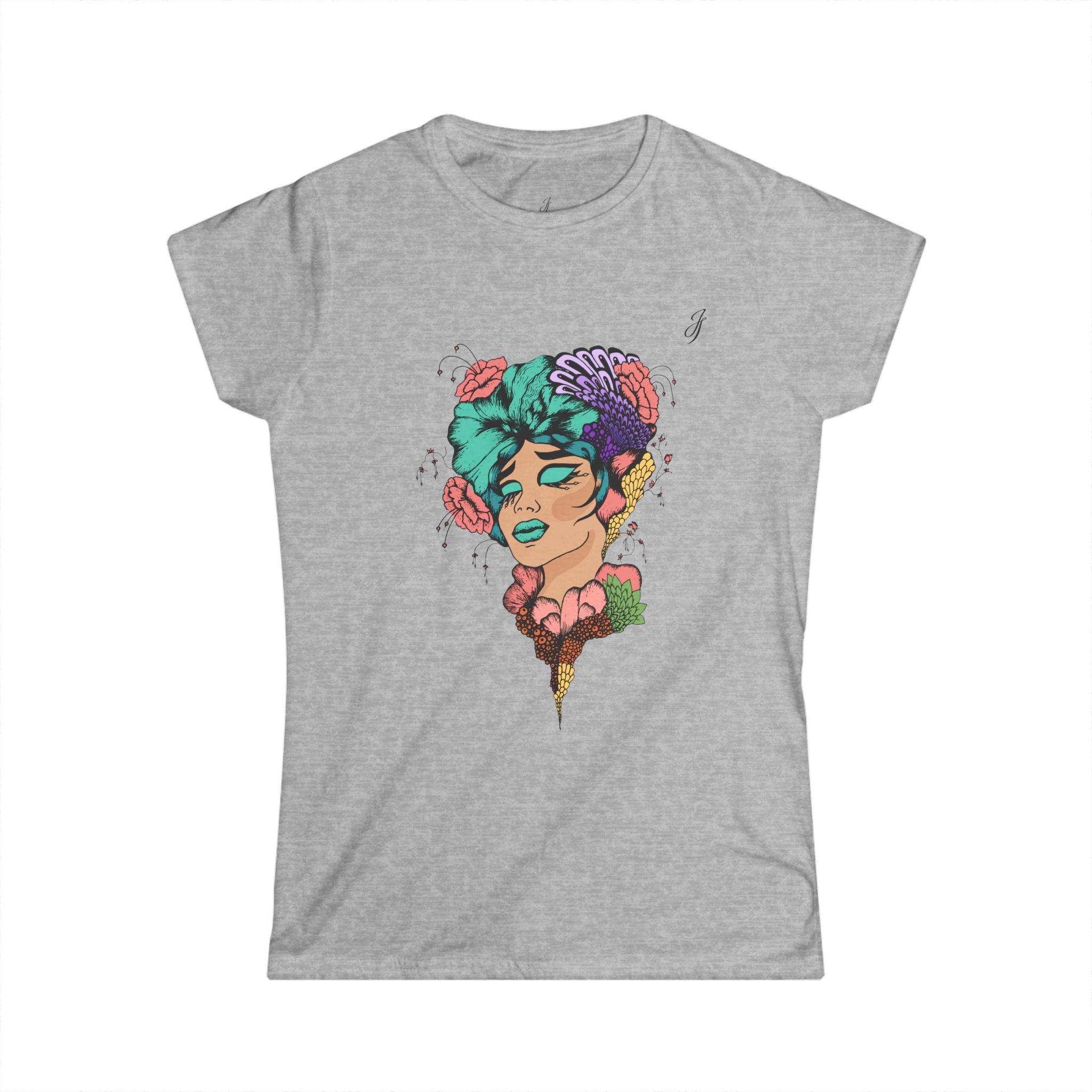 T-Shirt Femme Artistique 🎨 Visage Floral